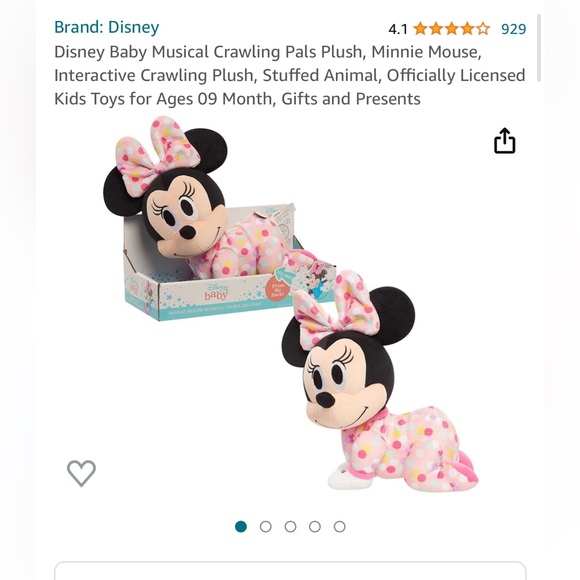 Minnie Mouse Crawling Pal Plush Baby Learning Toy - Picture 3 of 4